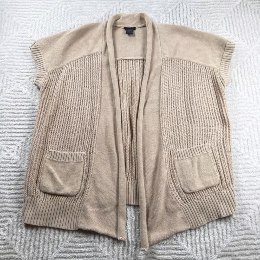 Ann Taylor Women's Cream Open Front Cardigan